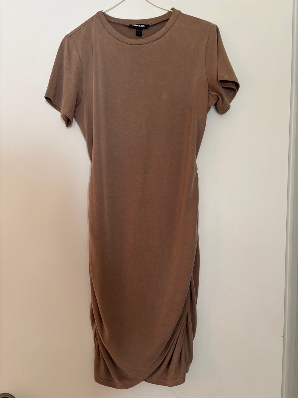 Express Taupe Brown Midi T-Shirt Dress